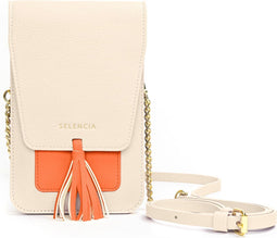 Telefoontasje Dames Crossbody - Selencia Telefoontasje Elegance Tassle - Universeel Schoudertasje telefoon - Beige