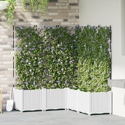 vidaXL - Tuinplantbak - met - Trellis - 5 - stuks - Wit - 120x120x143 - cm