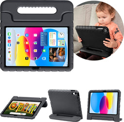 imoshion Tablet Hoes Kinderen - Geschikt voor iPad 11 (2025) 11 inch / 10e generatie (2022) 10.9 inch - Kidsproof Backcover met handvat - Zwart
