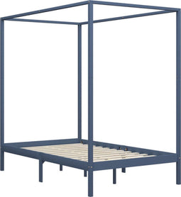 vidaXL - Hemelbedframe - massief - grenenhout - grijs - 120x200 - cm