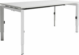 Linesto N4 bureau, hoogte instelbaar (65-85cm) met 160x80cm Schaduwzwart zwevend 25mm blad en zwart (RAL9005) vierpoot N-frame (poot rechthoekig 66 x 26 mm.), (met geïntegreerde kabelgoot)