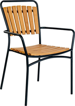 House Nordic Cleveland - Tuinstoel - Teak met zwart frame - Set van 4 (set van 4)