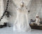 Horror hangdecoratie spook/geest pop wit - 50 cm - Halloween decoratie poppen