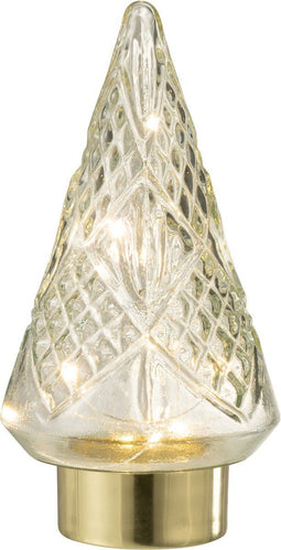 J-Line decoratie Kerstboom - glas - transparant - small - LED lichtjes