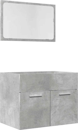 vidaXL - 2-delige - Badkamermeubelset - bewerkt - hout - betongrijs