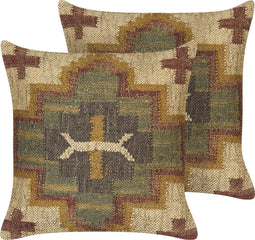 PULICAT - Sierkussen set van 2 - Multicolor - 45 x 45 cm - Jute