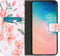iMoshion Hoesje Geschikt voor Samsung Galaxy S10 Hoesje Met Pasjeshouder - iMoshion Design Softcase Bookcase - Wit / Roze / Blossom Watercolor