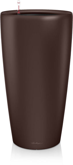 LECHUZA RONDO PREMIUM 40 - Plantenbak - met uitneembare binnenbak - met bewateringssysteem - ALL-IN-ONE set met LECHUZA-PON - espresso metallic