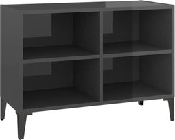 vidaXL - Tv-meubel - met - metalen - poten - 69,5x30x50 - cm - hoogglans - grijs
