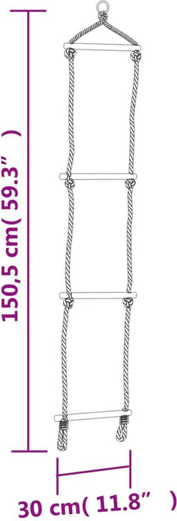 vidaXL Schommelzitje met touwladder polyetheen blauw