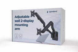 Gembird MA-WA2-01 - Muurbeugel - 2x Verticaal kantelbaar - Zwart