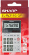 Sharp rekenmachine - ELW211GGY - grijs - 10 digit - 1x CR2016 batterij - SH-ELW211GGY