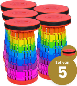Opvouwbare kruk extra strong regenboog per 5 - telescopische kruk - 250 kg - inklapbare kruk - draagbaar - kampeerstoel - opstapkrukje