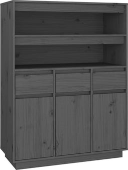 vidaXL - Hoge - kast - 89x40x116,5 - cm - massief - grenenhout - grijs
