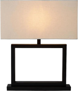 Atmooz - Tafellamp Valencienne - Slaapkamer / Woonkamer - Industrieel - Zwart en witte kap - Hoogte 51cm - Metaal