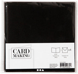 Creativ Company CC Kaarten en Enveloppen 15,2x15,2 cm Zwart 4 stuks.