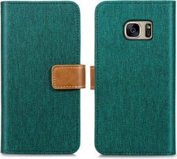 iMoshion Hoesje Geschikt voor Samsung Galaxy S7 Hoesje Met Pasjeshouder - iMoshion Luxe Canvas Bookcase - Groen