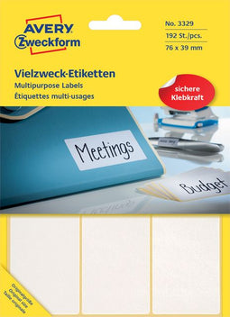 Avery Zweckform - Etiket az 3329 76x39mm wit 192 stuks