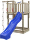 Houten Speeltoren Mario (SwingKing) | Speeltoren met Glijbaan en Knopentouw voor Buiten in de Tuin | FSC Hout - Glijbaan Blauw