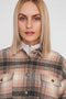 NOISY MAY NMFLANNY L/S LONG SHACKET - Oversized flanel blouse - Wit en roze print - Maat XS