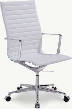 Furnicher Akira bureaustoel - PU-leren zitting - Chroom frame - In hoogte verstelbaar - Draaibaar - Wit
