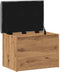 vidaXL - Opbergbankje - 62x42x45 - cm - bewerkt - hout - artisanaal - eikenkleur