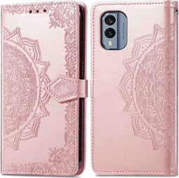 iMoshion Hoesje Geschikt voor Nokia X30 Hoesje Met Pasjeshouder - iMoshion Mandala Bookcase - Rosé Goud