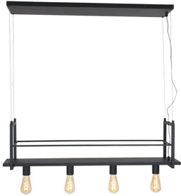 Mexlite Buckley 2983ZW - Hanglamp - Industrieel design 100 cm breed hoogte instelbaar 60-140 cm - Zwart