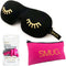 SMUG 3D Slaapmasker met Roze Oordopjes en Opbergzakje - 100% Verduisterend - Ergonomisch Oogmasker - Wink Print, Zwart