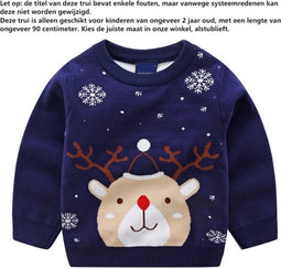 DearDeer® - Kersttrui - Jacquardgebreid katoen met rendier - Maat 86 (1-2 jaar)
