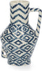 Return to Sender | Vaas 15 cm small Waves print blauw/witte handgeschilderd met handvat - bloemenvaas