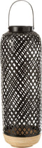 J-Line lantaarn Evi - bamboe - zwart - large
