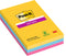 Post-it® Super Sticky Notes, Kleurenset Rio, Canary Yellow™, Mediterraan blauw, Fuchsia, Gelijnd , 101mm x 152mm, 90 blaadjes, 3 blokken