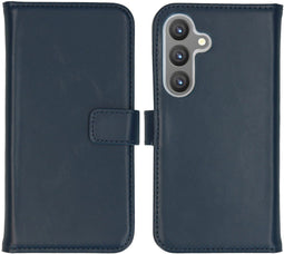 Selencia Samsung Galaxy S24 - Echt Lederen Bookcase - 3 Pashouders - Donkerblauw