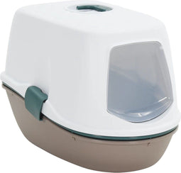 vidaXL - Kattenbak - met - deksel - 58,5x39,5x43 - cm - polypropeen - wit - en - bruin