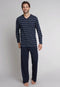 Schiesser Heren Pyjama - Lange broek - V-hals - Donkerblauw - Maat XL