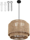 tectake® Plafondlamp Lignea Lux - Hanglamp Boho stijl - Ø46 x 32 cm - Jute lampenkap - 40W - Decoratieve verlichting woonkamer slaapkamer eetkamer