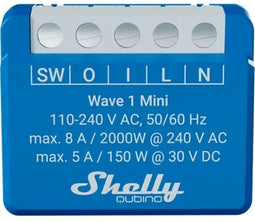 Shelly Qubino Wave 1 Mini - Z-Wave Plus Schakelactor 1 kanaal 8 A - Blauw