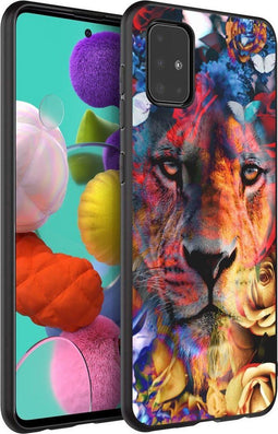 iMoshion Hoesje Geschikt voor Samsung Galaxy A51 Hoesje Siliconen - iMoshion Design hoesje - Zwart / Meerkleurig / Jungle Lion