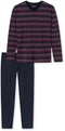 Schiesser Heren Pyjama - Lange Mouwen - V-Hals - Donker Blauw