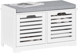 SoBuy FSR23-II-W - Entreebank - Opbergruimte voor 4 paar schoenen - Wit