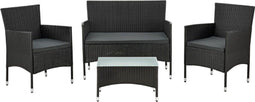 Juskys Fort Myers - Loungeset - 4-persoons - Polyrotan - Zwart