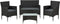 Juskys Fort Myers - Loungeset - 4-persoons - Polyrotan - Zwart
