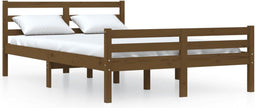 vidaXL - Bedframe - massief - hout - honingbruin - 135x190 - cm