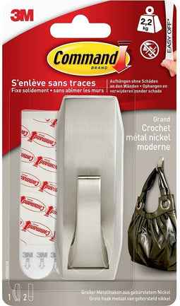 3M Command-grote metalen haak „modern Reflection” (l x b x h) 102 x 38 x 38 mm Nikkel (geborsteld) Inhoud: 1 stuk(s)