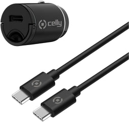 Celly CCMINITYPEC - Autolader USB-C met USB-C naar USB-C Kabel 20W - Zwart