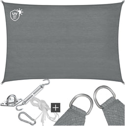 tectake® Sunny - Schaduwdoek 5 x 7 m - HDPE 185 g/m² - 50+ UV Bescherming - Grijs