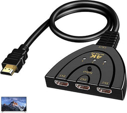 HDMI splitter - HDMI switch - 4K Ultra HD - 3 ingangen - 1 uitgang - HDMI Splitter - Hoge snelheid 3