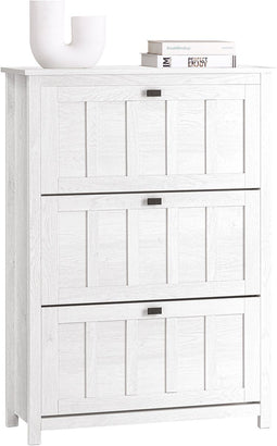 SoBuy FSR162-W - Schoenenkast - 3 Kleppen - Vintage Wit