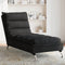 vidaXL - Chaise - longue - met - kussens - stof - zwart